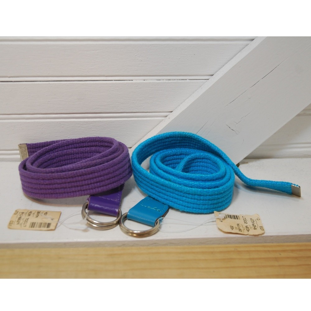 Vintage Lerner New York canvas webbing belts NWT set of two purple & blue size M